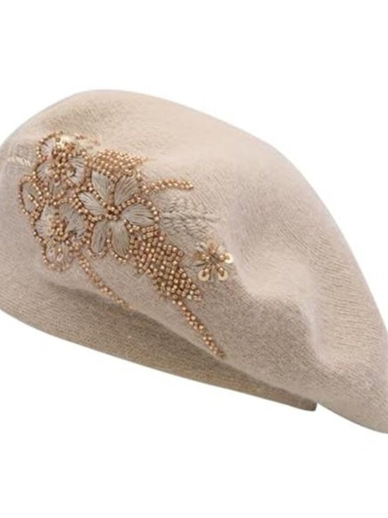 Women\'s French Beret Hat Reversible Knitted Thickened Warm Cap